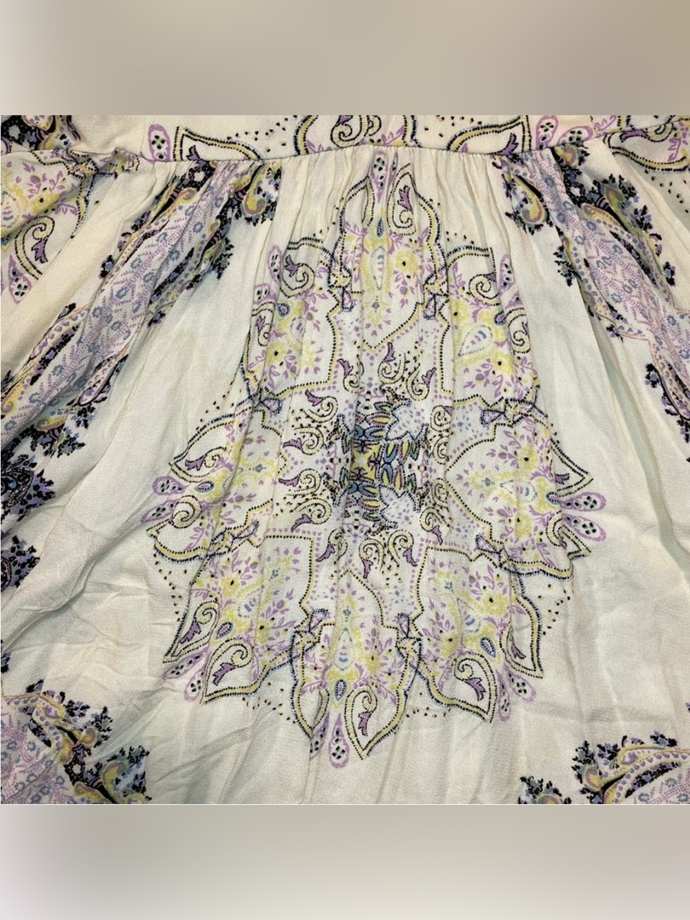 Free People Girl Talk Tunic Top in Ivory Combo, deep V neck, great pockets, EUC - Picture 11 of 12